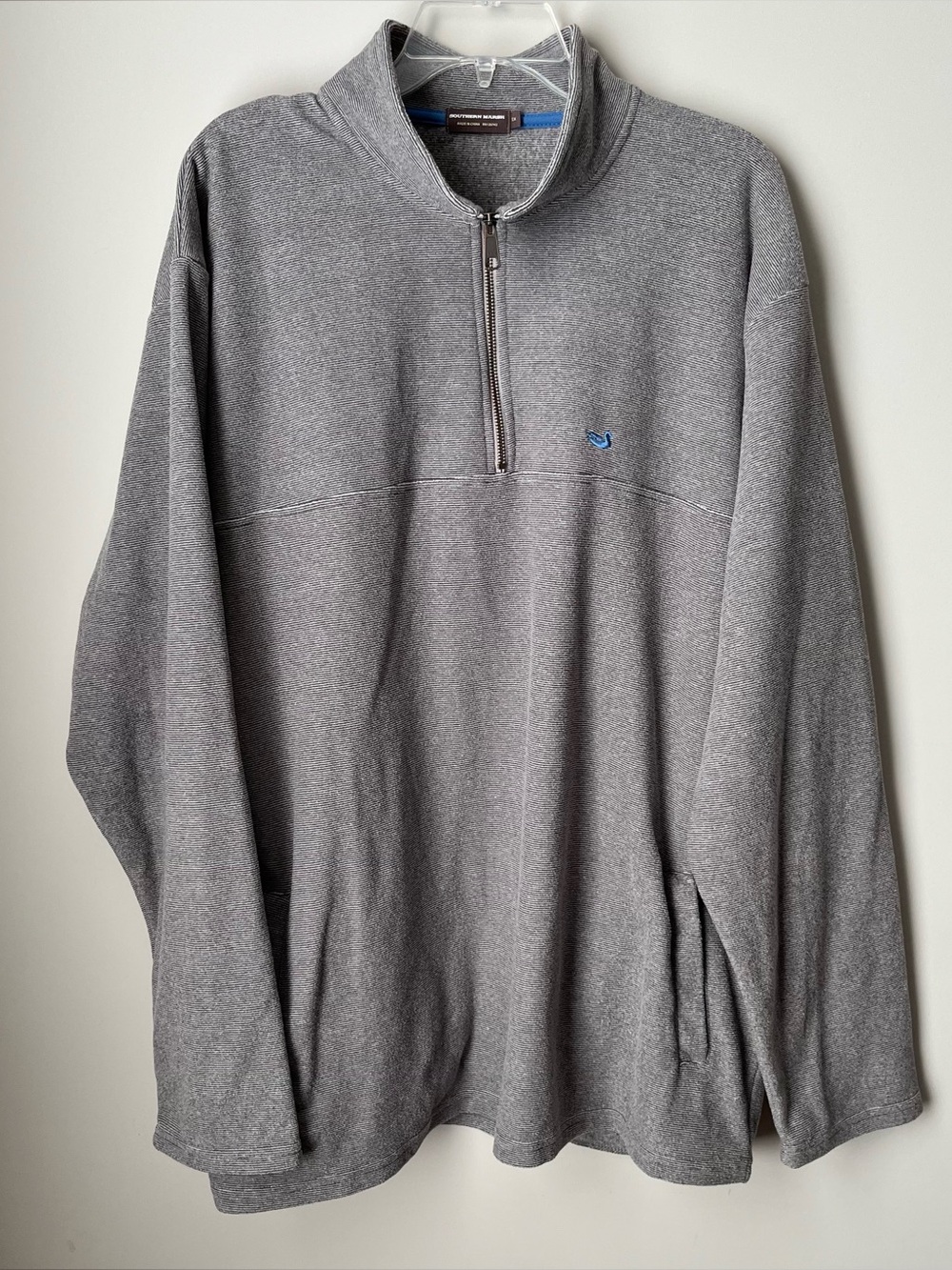 Southern Marsh Men's 2X Heather Gray Quarter-Zip Pullover with Blue Logo